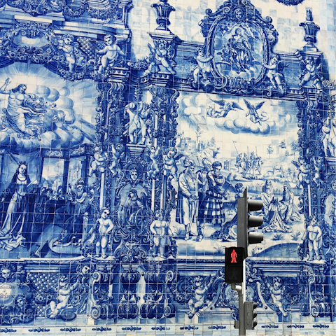 Take in the blue and white beauty of the Chapel of Souls, a thirteen-minute walk away