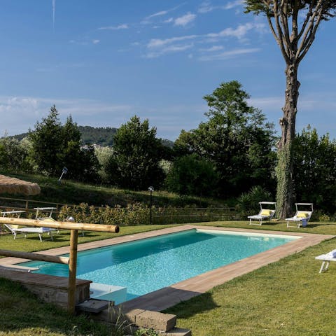 Swim in the private pool as the Tuscan sun warms your skin