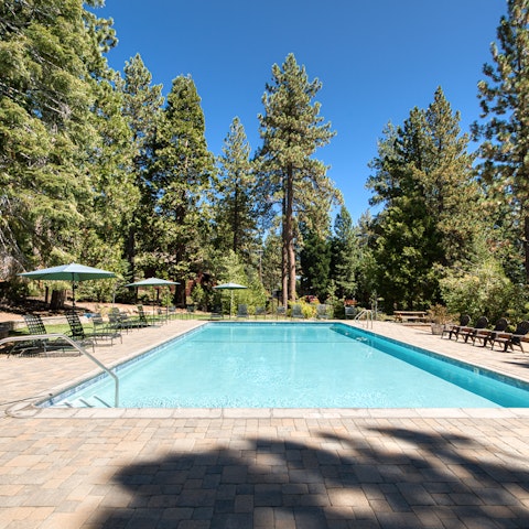 Cool off in the communal swimming pool
