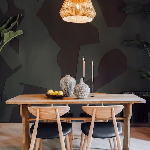 Gather at the handsomely crafted dining table and enjoy delicious meals in the company of your loved ones