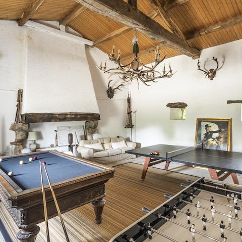 While away rainy days playing ping-pong, pool and foosball in the games room