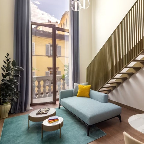 Enjoy double-height ceilings in the living-dining area