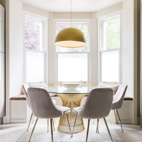 Begin each day with a delicious breakfast at the table in the bay window