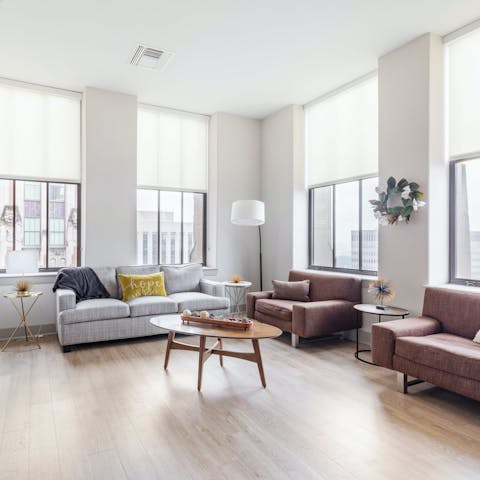 Gather in the breezy living area after sightseeing