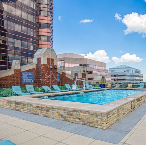 Cool off with a dip in the shared rooftop pool