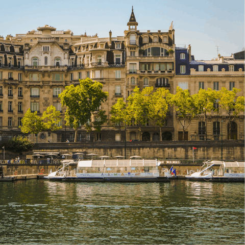 Have a stroll over to the nearby River Seine at sunset