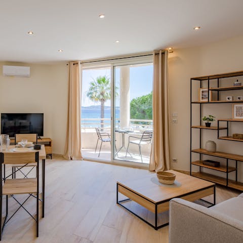 Admire the Mediterranean Sea vistas from the living room