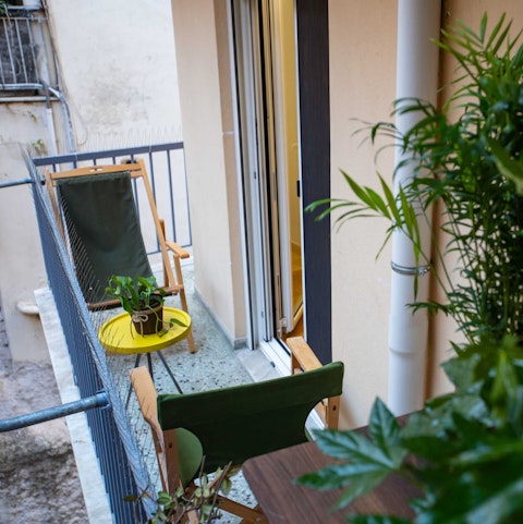 Enjoy a cup of coffee on one of the two balconies