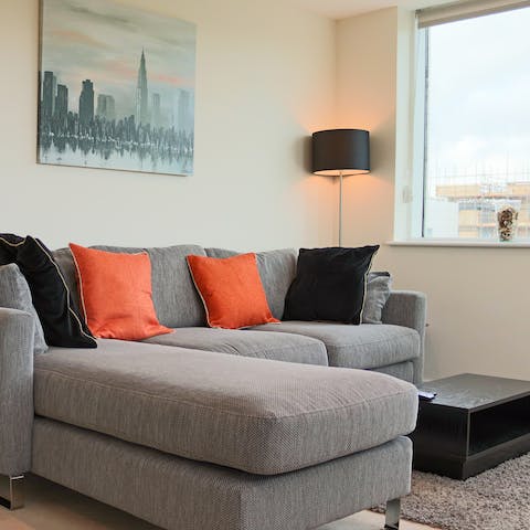 Settle in for a cosy movie night on the comfy sofa