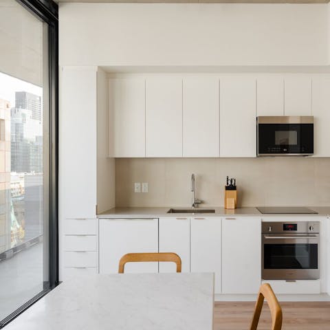 Start your days with coffee and croissants at the dining area