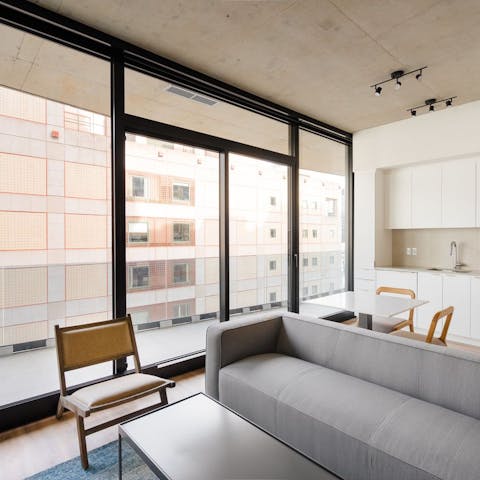 Kick back in the living area after a day of discovering Montreal's museum culture