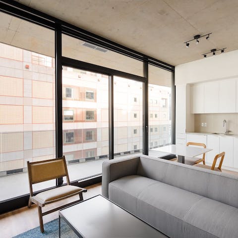 Kick back in the living area after a day of discovering Montreal's museum culture