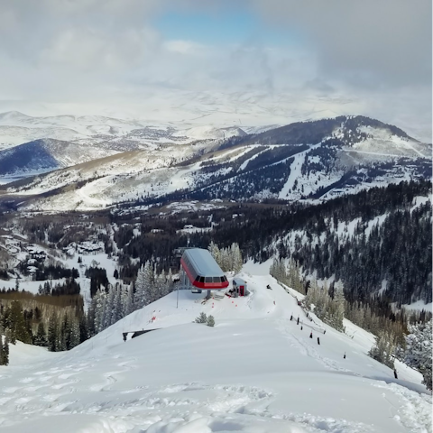Walk 0.3 miles to the ski lift or hop on the free shuttle
