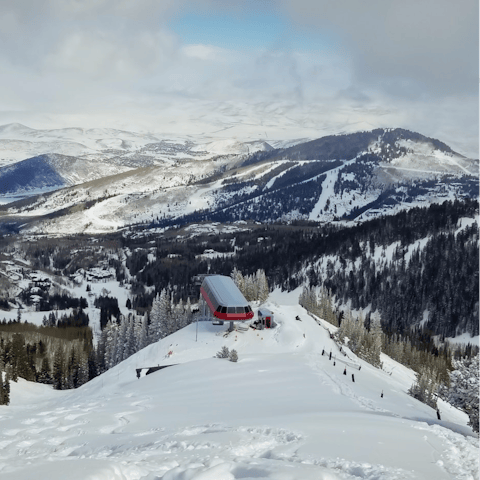 Walk 0.3 miles to the ski lift or hop on the free shuttle