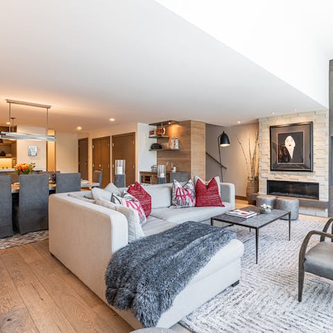 Curl up around the fireplace with a glass of wine