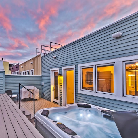 Unwind in the hot tub on the deck