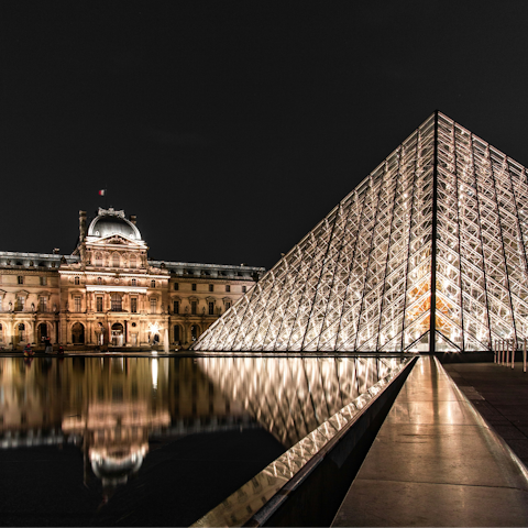 Visit the iconic Louvre, just a fifteen-minute walk away