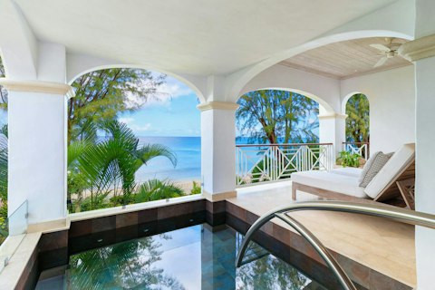 Cool off in the private plunge pool overlooking the bay
