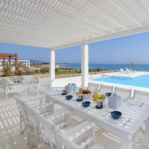 Escape the heat and unwind or eat in the shaded terrace