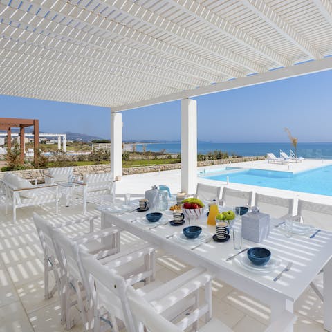 Escape the heat and unwind or eat in the shaded terrace