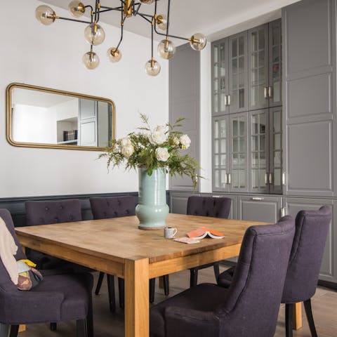 Enjoy a Parisian-style breakfast at the dining table