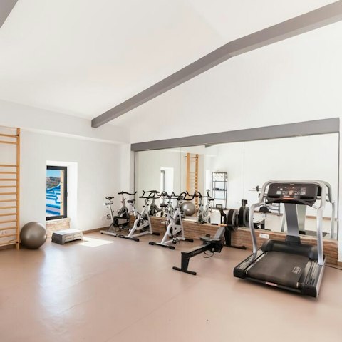Try out a new fitness routine in the on-site gym