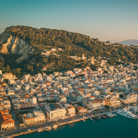 Explore the heart of Zakynthos Town – a short drive away