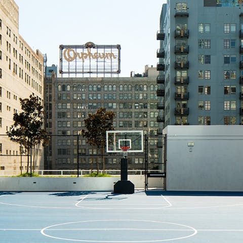 Shoot some hoops in the basketball court