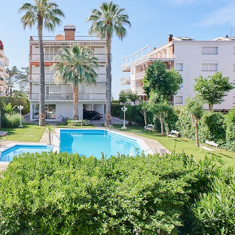 Take a refreshing dip in the shared swimming pool