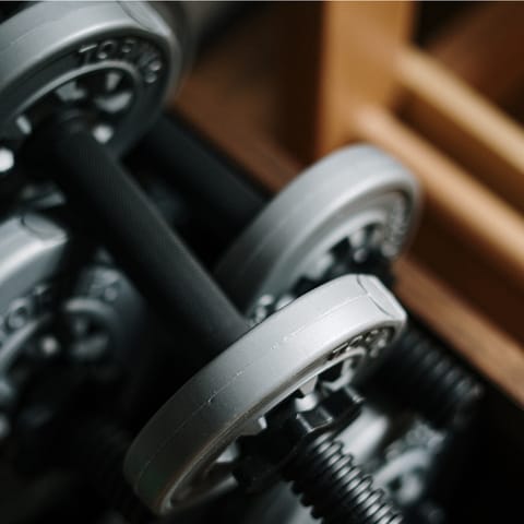 Head to the shared on-site gym for an early morning workout