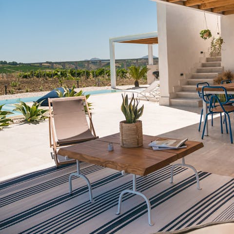 Plan your holiday itinerary under the shaded terrace