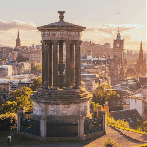 Climb to the top of Calton Hill, a fourteen-minute walk away, for spectacular views over Edinburgh
