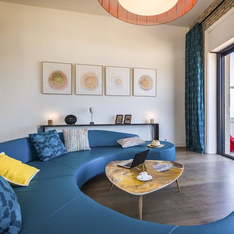 Socialise in the cosy living area