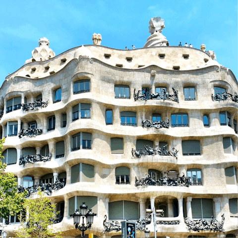 Head up to the roof of Casa Milà, a seventeen-minute walk from home