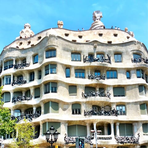 Head up to the roof of Casa Milà, a seventeen-minute walk from home