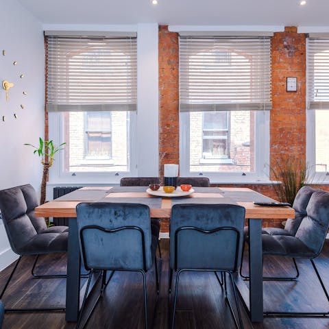 Catch up on work from the laptop-friendly dining space
