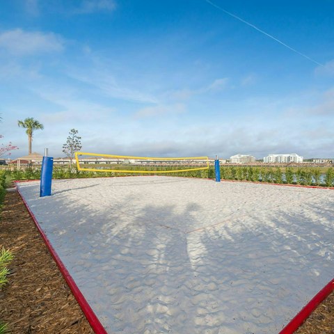 Enjoy a game of volley ball on the shared court