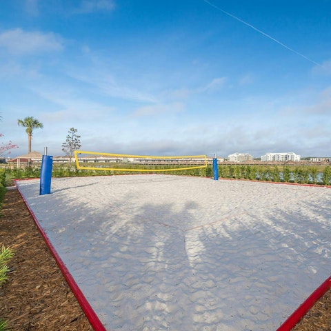 Enjoy a game of volley ball on the shared court