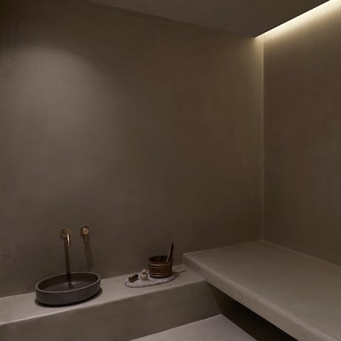 Unwind and pamper yourself in the private Turkish bath on a lazy day
