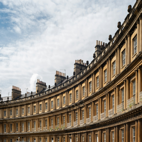Begin your stay in Bath with a stroll to the iconic Royal Crescent