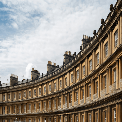 Begin your stay in Bath with a stroll to the iconic Royal Crescent