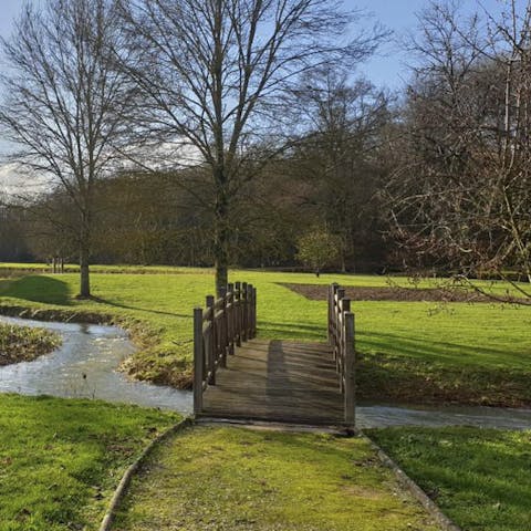 Head out on foot to explore the home’s ample grounds