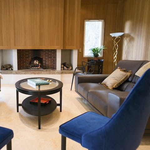 Relax after a walk in the woods with a nap in front of the fire