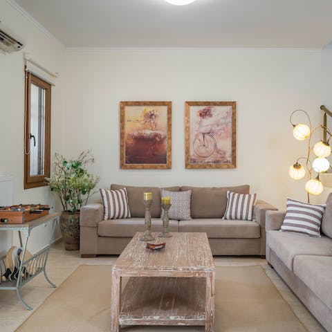 Kick back in the comfortable living area when the sun gets too hot