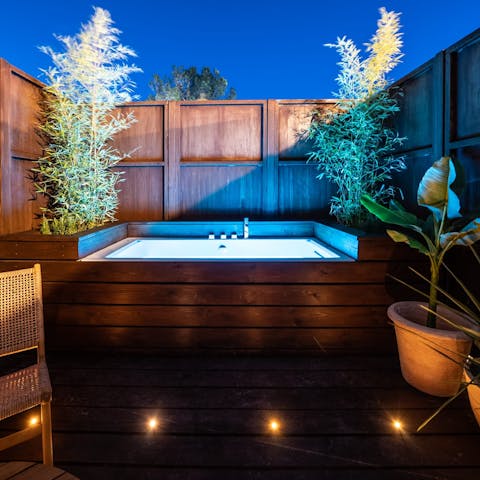 Wind down with a long soak in the outdoor Jacuzzi