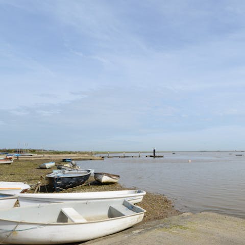 Stroll down to the quay to take in the coastal life, just eight minutes away on foot