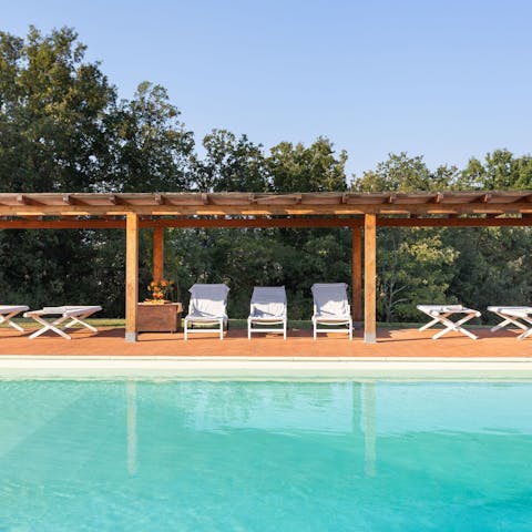 Take a dip in the spacious swimming pool