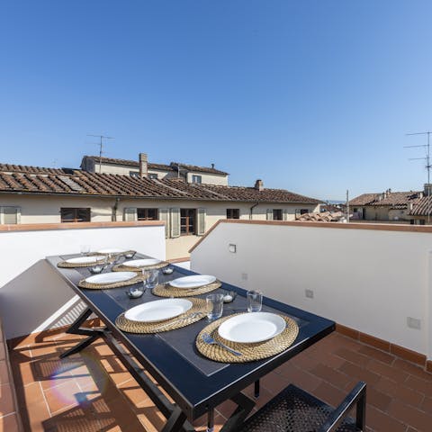 Dine alfresco on the sun-kissed terrace