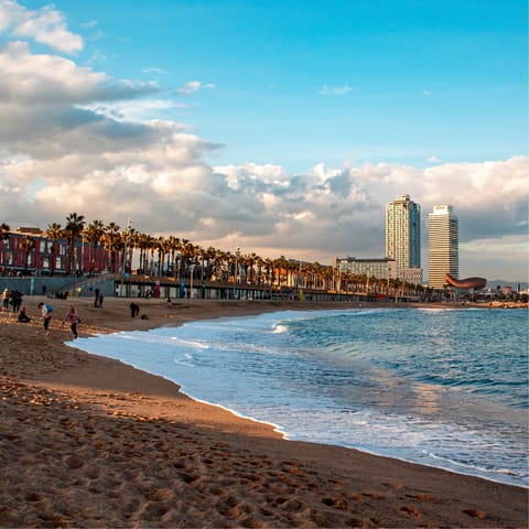 While away the days relaxing on the beach, which can be reached in under ten minutes by foot