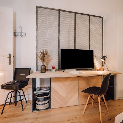 Catch up on emails from the handy home workspace
